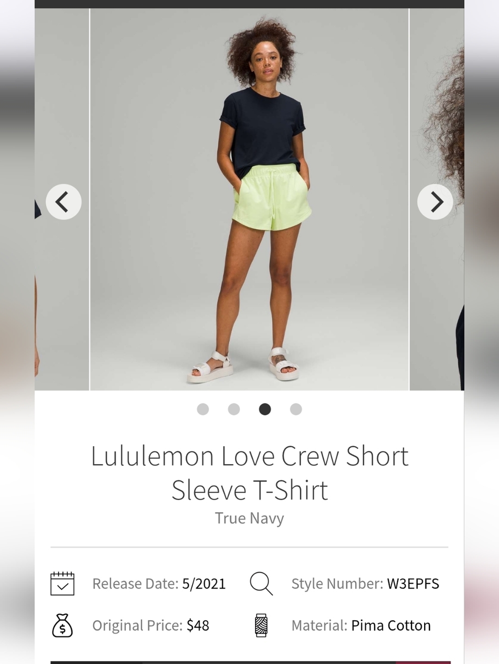 Lululemon  Love Crew Short Sleeve T-Shirt Sz 10 True Navy Pima Cotton